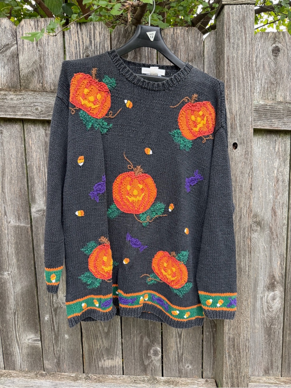 Spooky Season- 90s Halloween Pullover Pumpkin Candycorn sweater- medium